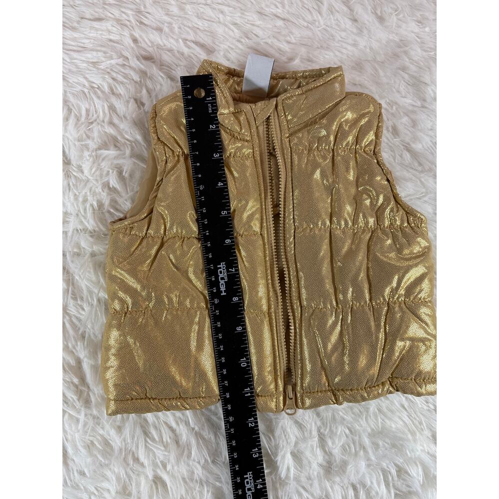 Healthtex Baby 12M Gold Metallic Puffer Vest Shiny Zip Toddler Coat - Picture 4 of 6